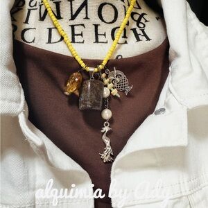Alquimia Yellow agate and Silver Charm Necklace
